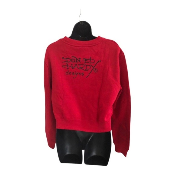 Ed Hardy red graphic print ‘true till death’ Don Ed Hardy printed sweatshirt - Picture 9 of 12